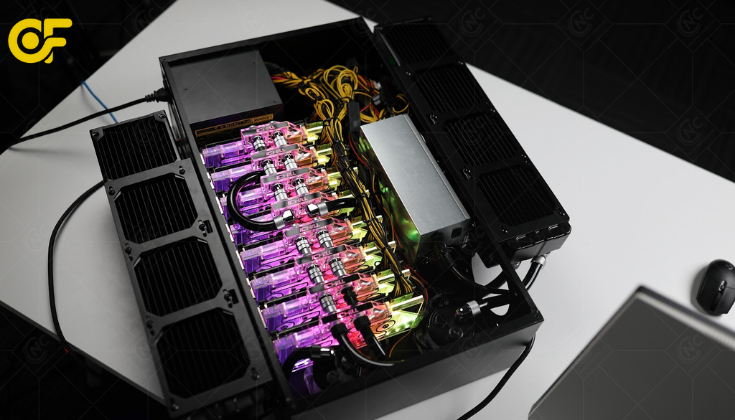 Tham khảo cấu hình dàn máy đào Bitcoin chuẩn 2026 gồm mainboard, GPU ASIC, nguồn hệ thống tản nhiệt và phần mềm quản lý hiệu suất